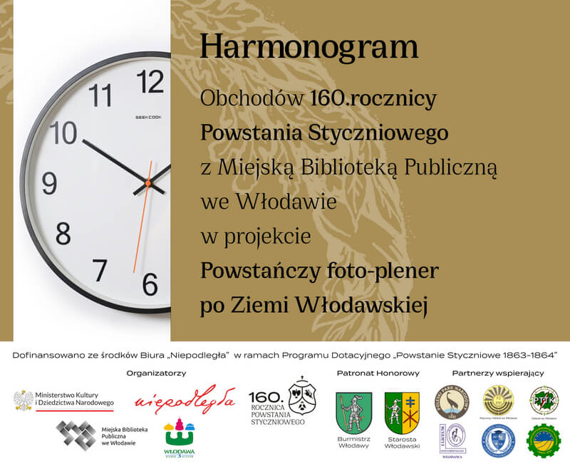 plakat z informacją o harmonogramie wydarzeń Powstańczy foto-plener po Ziemi Włodawskiej