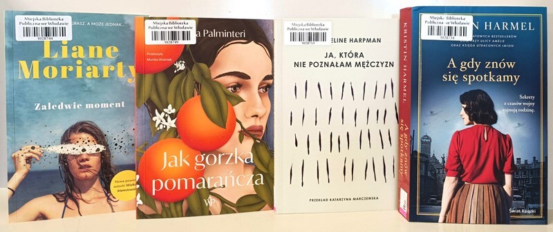 4 książki stojące - literatura obyczajowa.